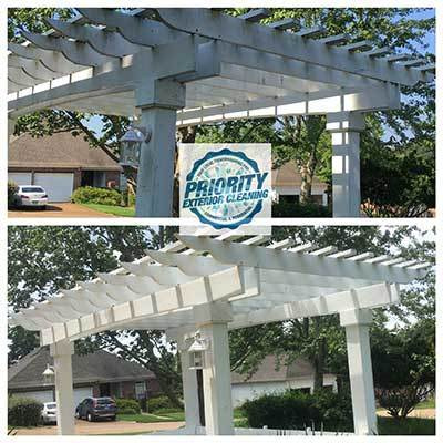 Image: Wooden Arbor Before & After A Treatment by Priority Exterior Cleaning, LLC.