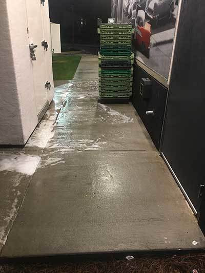 Image: Restaurant Sidewalk after a Power Wash by Priority Exterior Cleaning, LLC.